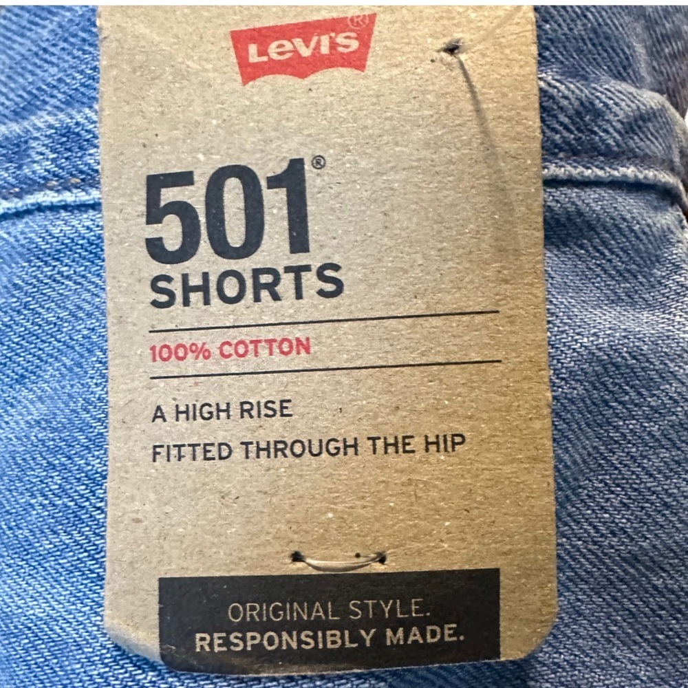 NEW Levi’s 501 High Rise Distressed Denim Shorts Sz 30 - Picture 13 of 16